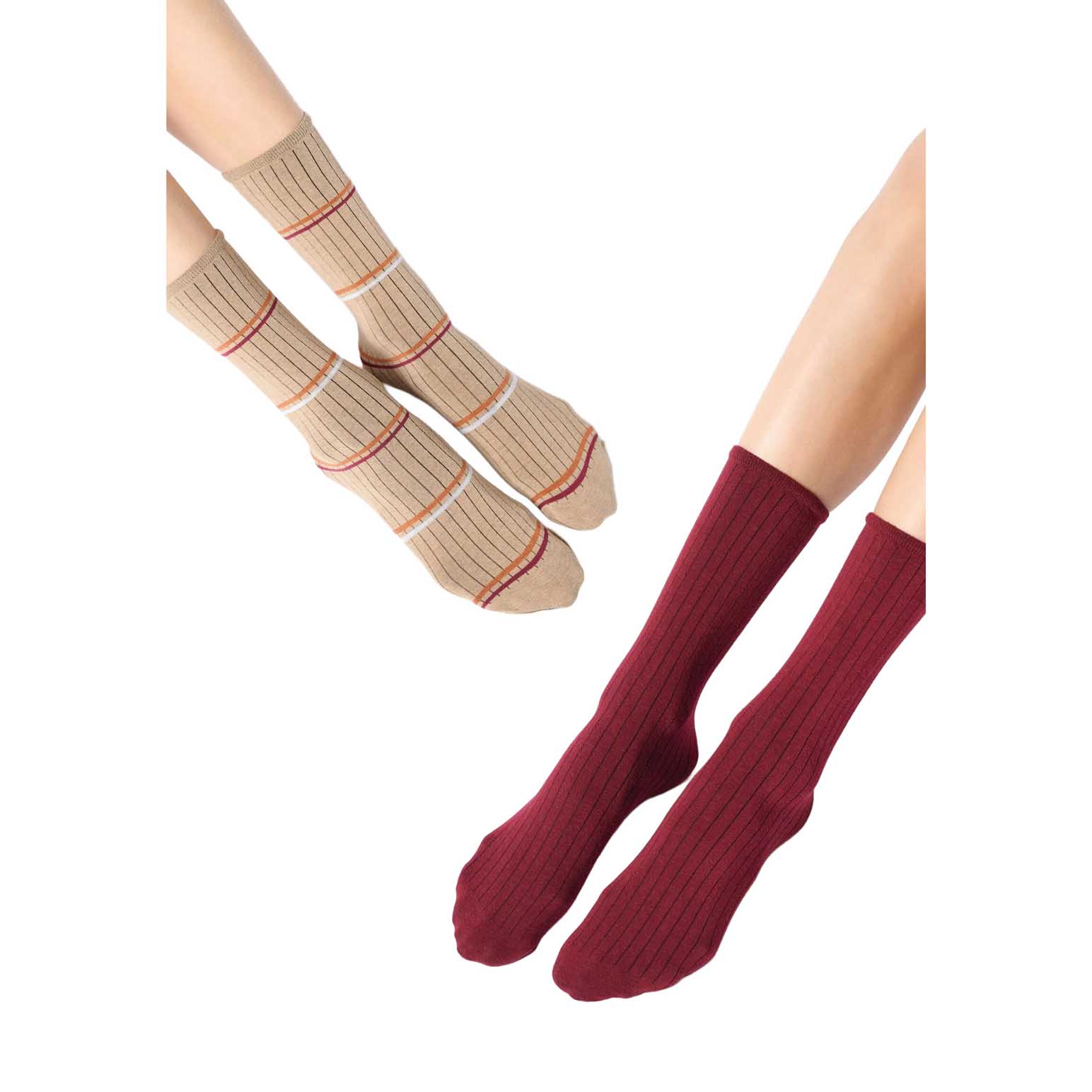 Oroblu 2P Twins Plain & Stripes